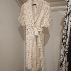 Cream Knit Belted Midi Dress Size XL